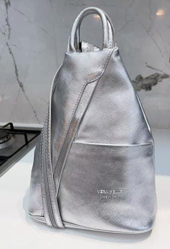 LeahWard Anti-theft Women's Soft Geniune Leather Rucksack Unisex Backpack Bag Handbags For Holiday 244 (Silver) — view 6