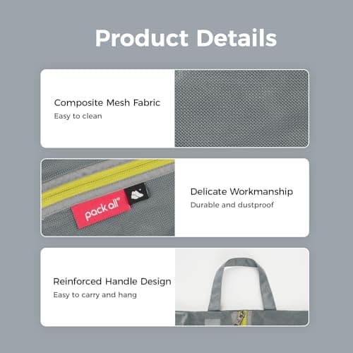 pack all Shoe Bags for Travel, Water Resistant Shoe Pouch, 2 Pack, Grey — view 3