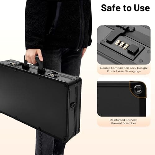 ​​Professional Barber Carrying Case Large Capacity 10kg Load Hairdressing Tool Storage Box with Double Combination Locks Adjustable Strap for Barber Salon Mobile Hairstylist Travel Organizer Black​ — view 5