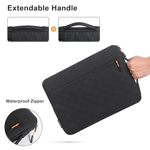 DOMISO 14 Inch Laptop Sleeve Case – Premium Waterproof & Shockproof Protective Cover for MacBook Pro M3/M2/M1 (A2779, A2442) & 14" MacBook Air | Slim Fit with Front Pocket & Carry Handle ，Black — view 5