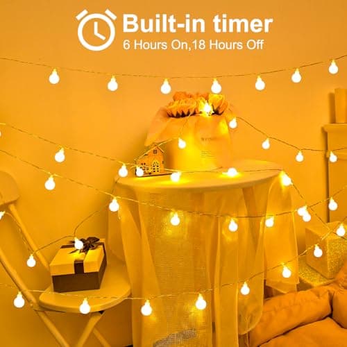 Isisyu Colour Changing Globe Fairy Lights, 3M/9.8ft 20 LED Warm White Multicoloured Globe String Lights Battery Powered with 12 Modes, Timer for Christmas, Wedding, Balcony, Garden, Camping — view 3