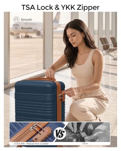 COOLIFE 55×35×20 Cabin Suitcase + 40x30x20cm Ryanair Cabin Bag EasyJet Set — view 4