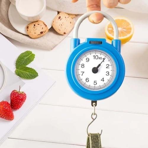 Portable Spring for Scale with Iron Hook, for Compact Kitchen Food for Scale for Baking and Weighing Ingredients, Handheld Luggage for Scale, Yellow(Blue) — view 3