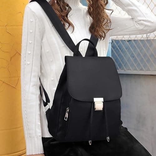 Farcauo Mini Backpack Fashion Small Nylon Backpack for Women Black Lightweight Travel Bags Cute Daypack — view 4