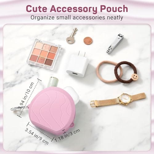 MoKo 6-7 Inch Silicone Clutch Sleeve for Kindles & E-Readers, Multi-Purpose Bag with Accessory Pouch Fits 7" Paperwhite/Colorsoft & 6.8" Paperwhite, 6" Kindles, Kobos, Nook, iPad Mini 6, Pink — view 3