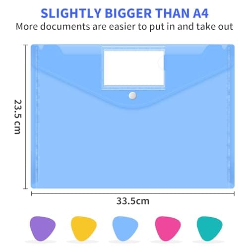 Smarpau A4 Plastic Wallets 20 Pack, Document File Folders with Labels — view 2