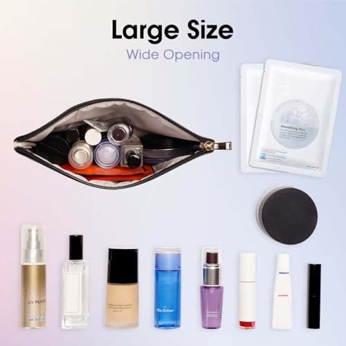 Small Makeup Bag for Handbag 2 Pack Vegan Leather Cosmetic Bag for Purse — view 4