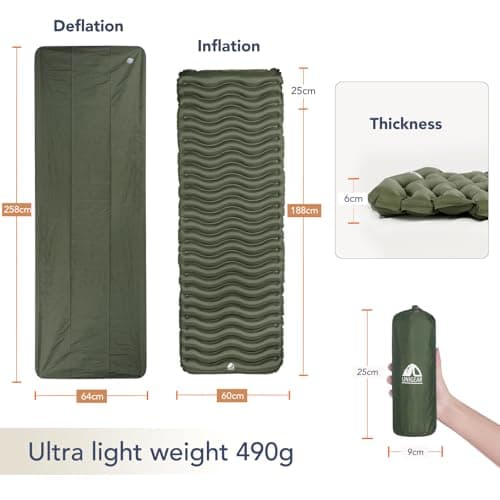 Unigear Inflatable Sleeping Mat, Compact Lightweight Camping Mat for Hiking — view 2