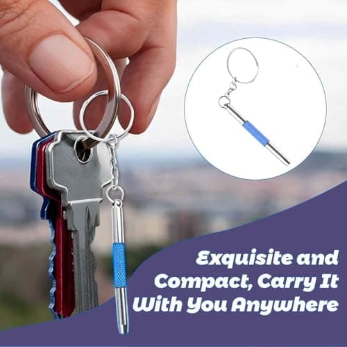 BOBOZHONG 2 Pack Mini Glasses Screws Repair Kit – 3-in-1 Eyeglass Screwdriver Set with Keychain, Multifunction Tightening Tool for Sunglasses, Watches, Jewelry & Electronics (Blue) — view 4
