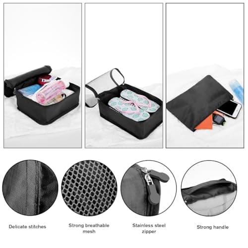 Packing Cubes for Suitcase 10 Sizes Suitcase Organizer Bags 10 Pcs Travel Bags Organiser (10, Black) — view 3