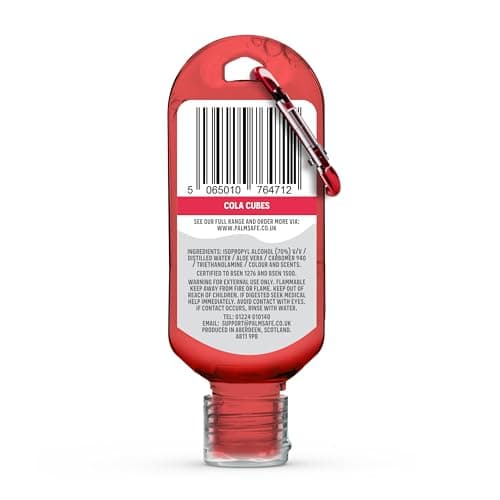 Palm Safe Cola Cubes 60ml Anti Bacterial Premium Hand Sanitiser Travel Size Refillable Clip Bottle Quick Drying Non Sticky Extra Moisturising Kills 99.9% of Viruses and Bacteria — view 3
