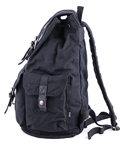 GOOTIUM Canvas Backpack - Vintage Outdoor Rucksack Travel Day Pack, Black — view 4