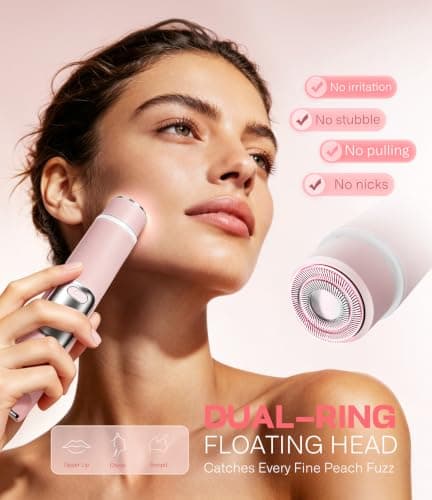 Bikini Trimmer Women 2-in-1 Facial Hair Remover for Women, USB-C Electric Lady Shaver with Digital Display, Dual Head Women Shaver with Smart Light for Pubic, Bikini, Underarm, Travel Lock, Nude Pink — view 4