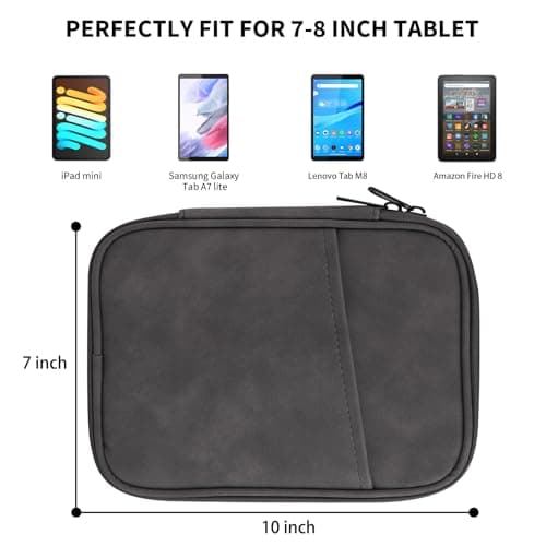 HoYiXi Universal Sleeve Bag for 7-8 inch Tablet Fire HD 8/Fire HD 8 Plus Compatible iPad Mini (6th Gen) 8.3" 2021, iPad Mini 5/4/3/2/1, Tab A8, 7"-8" inch Android Tablet Sleeve Case -Grey — view 2