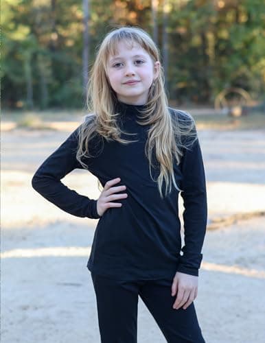Arshiner Girls Long Sleeve Tops Turtle Neck Thermal Base Layer Black 7-8 Y — view 4