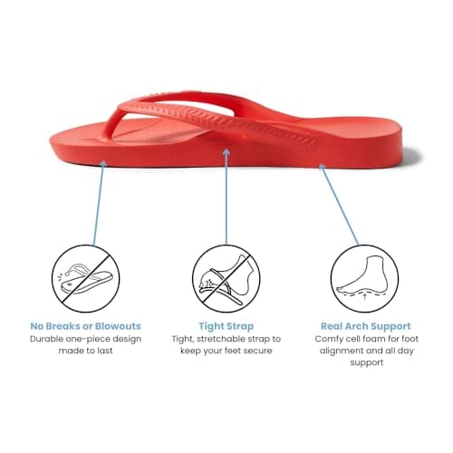 ARCHIES Arch Support Flip Flops for Men & Women – Orthotic Sandals for Plantar Fasciitis Relief – Lightweight, Cushioning, Shock-Absorbing Sandals for Walking, Foot Pain - Coral (UK 4) — view 4
