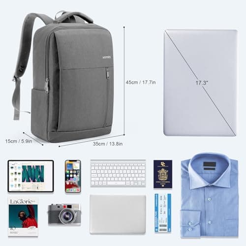 HOMIEE Laptop Travel Backpack 17.3 Inch, Business Laptop Bag Men Anti Theft — view 3