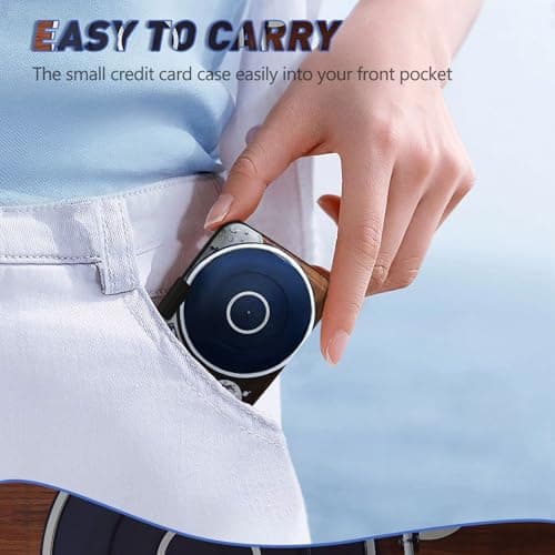 Credit Card Holder, Mini RFID Small Aluminum Card Wallet, Blocking Slim Metal Business Card Case, RFID Blocking Front Pocket Wallet Hard Case Durable CC Holder for Women Men, Retro Music Player — view 6