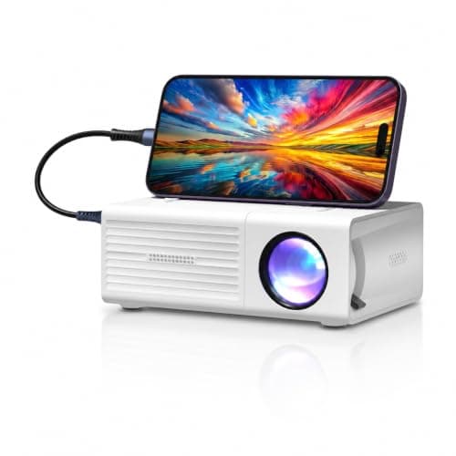Mini projector, with ANSI 31 lumens, compatible with smartphones, tablets and laptops.