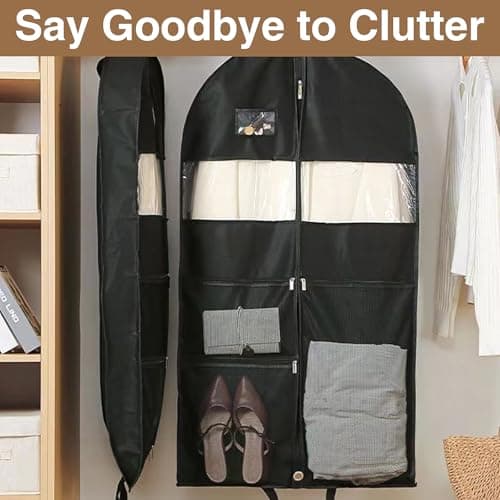 51 inch Dance Costume Bag, Suit Bag Foldable Clothes Covers with 3 Zipper Pockets Suit Carrier Hanging Garment Bags with ID Slot for Travel Storage — view 5