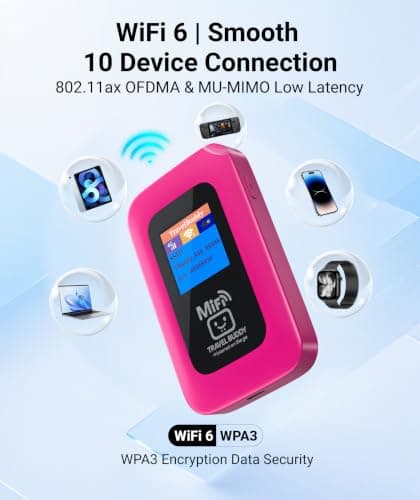 TravelBuddy Mifi Router (Includes 1GB Data) - NEW 4G MiFi with Global Multi-Network SIM Card. Connects to Vodafone, EE, O2 and Three in The UK, No Blackspots, PAYG Online Top Up, No Contract (Pink) — view 4