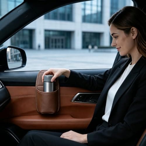 PU Leather Car Door Cups Holder Window Hanging Organizer Car Cup Holder — view 4
