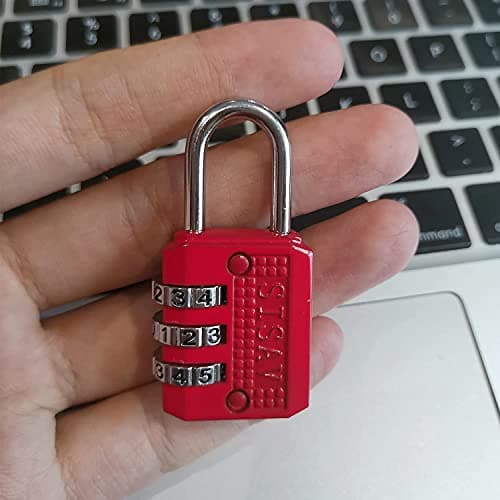 SISAV 3 Digit Combination Lock,Gym Padlock,Outdoor Padlock,Suitable for School Lockers,Tool Boxes,Travel Backpack,Hasp(Red 5pack) — view 4