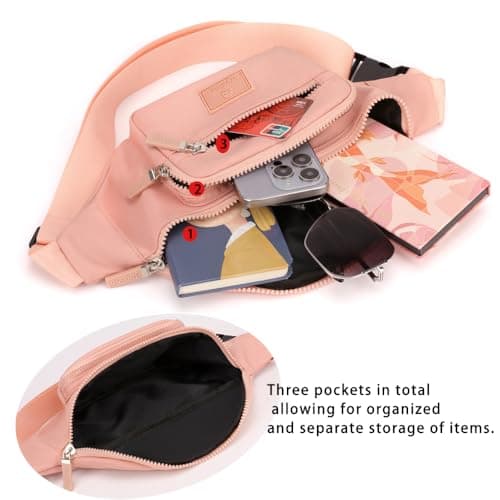 Bumbags for Ladies Bum Bag Fanny Pack Men Women Waist Pack Lightweight Adjustable for Running Walking Hiking Jogging (Pink) — view 4