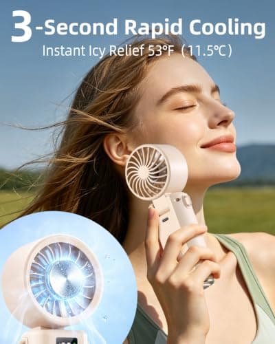 Fuloon Handheld Portable Turbo Fan with Ice Cooler, Rechargeable Ice Fan — view 2