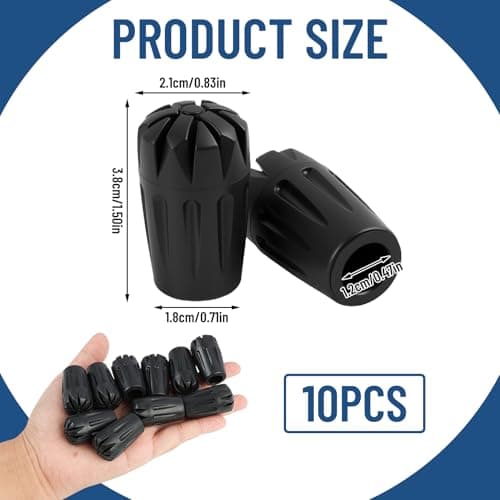 10 Pcs Trekking Pole Tips, Walking Stick Rubber Ends, Universal Fit Ferrules Hiking Poles Caps Crutch Protectors, Replacement Accessories for Asphalt Gravel Rock Snow Mud Enhanced Grip — view 2