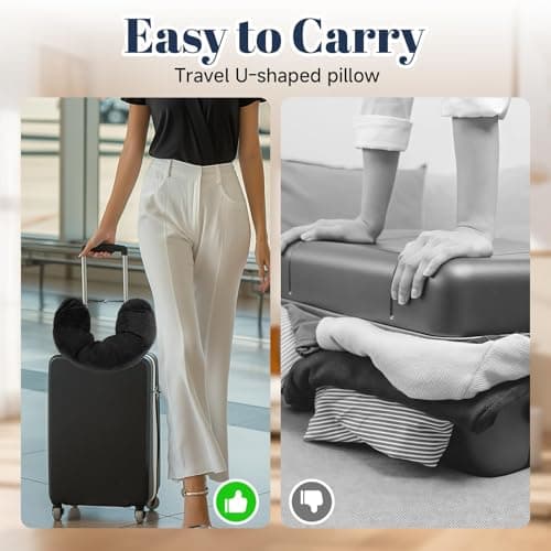 HAVIRI Fillable Travel Pillow, Portable Empty Neck Pillow Stuffable for Travel with Adjustable Straps, Soft Airplane Pillows Stuffable for Essentials Extra Luggage, Travel Essentials (Black) — view 5