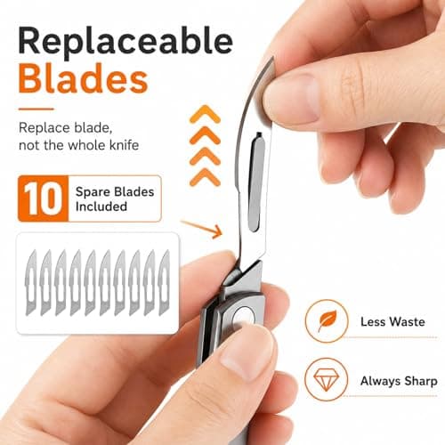 VBK Mini Folding Scalpel, Multitool EDC Pocket Tool with 10 Replaceable, Box Opener Craft Tool for Daily Use DIY, Everyday Carry Pocket Knife for Outdoor Camping Hiking Unpacking — view 6