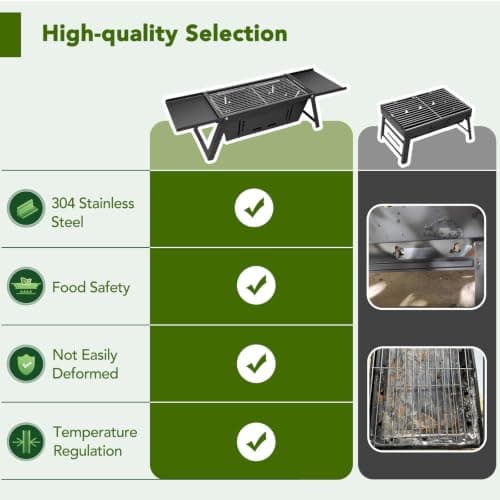 E EASTSTORM Charcoal BBQ Grill Foldable Tabletop 3-Level Heat Control — view 6