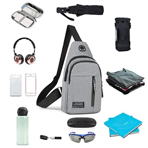 Yafe Small Shoulder Backpack, Lightweight Nylon Rucksack Bag, Grey — view 3