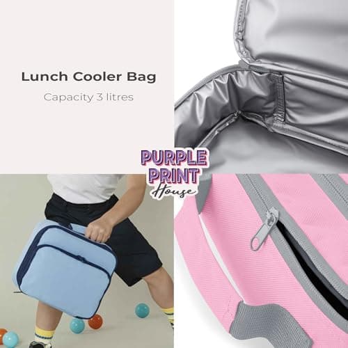 Purple Print House Boys Personalised Motorcross Lunch Bag Action Shot Design Childs Name Dirt Bike Off-Road Racing Kids Lunch Box, 24cm x 20cm x 8cm, Black — view 4
