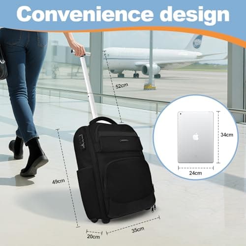 Hivexagon 21 Inch Rolling Backpack Water Resistant Wheeled Anti-Theft Laptop Backpack Hand Luggage Business Bag Large Capacity Multi Compartment Storage for Carry On Luggage Travel — view 2