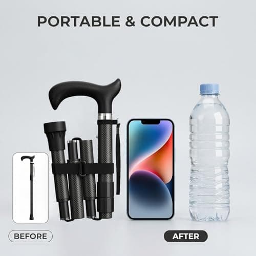 Intercare Walking Stick, Foldable Walking Sticks for Women & Men, Adjustable Height Collapsible Walking Cane for Travel and Daily Use, Premium Stability Design, Carbon Fiber — view 3