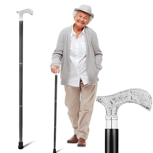 Ajuny Wooden Walking Stick for Men Women Seniors Leaf Flower Style 36 Inch — view 6