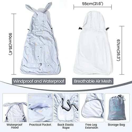 Orzbow Waterproof Baby Carrier Sun Cover, Grey Rabbit — view 2