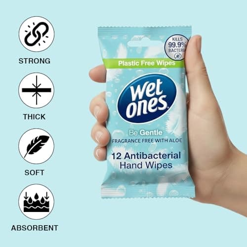 3 Pack Wet Ones Unscented Hand Wipes – 36 Wipes, Fragrance Free Biodegradable Wipes Gentle on Skin with Aloe, Plastic Free, Travel Size Hand Cleaning Wipes for Home, Office & Everyday Fresh Cleaning — view 2