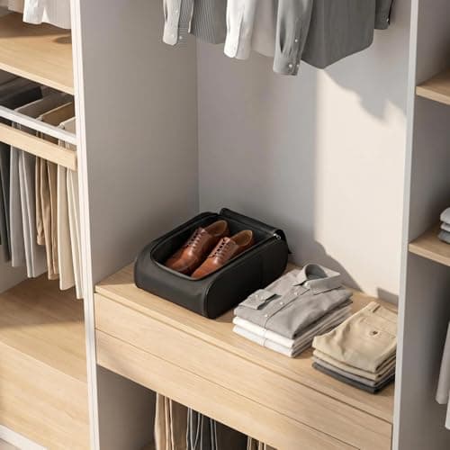 Black Travel Shoe Storage Bag Foldable Shoe Organizer with U-Shape Double Zipper and Breathable Mesh Panel - 33x24x13cm Portable Shoe Bag for Travel Suitcases Closet Wardrobe (1 Piece) — view 4