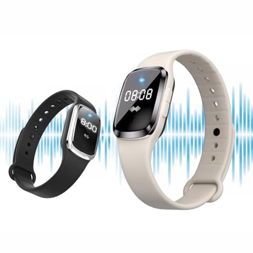 Ultrasonic Mosquito Repellent Bracelet Electronic Mosquito Repellent Wristband Watch with USB Charging Waterproof Travel Insect Repellent Bracelets for Kids Adults(Beige-Digital Display) — view 4