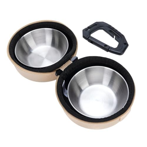 Benytro Portable Double Stainless Steel Pet Bowl Set with EVA Case