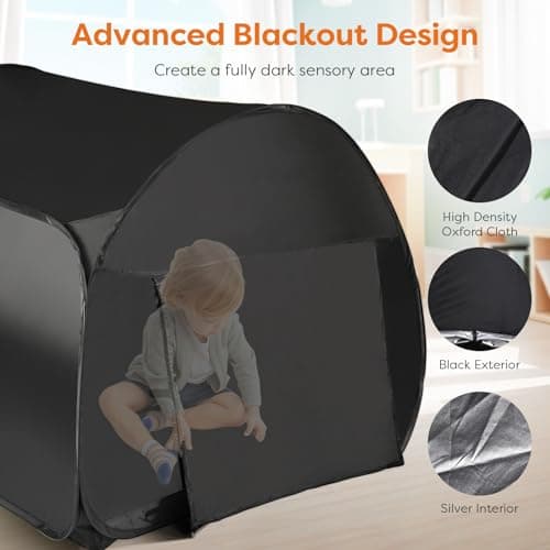 120x120cm Sensory Tent Pop up Black Out Tents Calms Corner for Play and Relax - Kids Tent With Travel Bag, Blackout Feature Helps Children With Autism, ADHD, Anxiety&Improve Focus — view 2