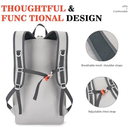 BAGPARKK 35L Lightweight Packable Travel Hiking Backpack Daypack,Water Resistant Camping Daypack (Light Gray) — view 4