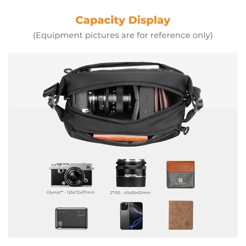 K&F CONCEPT Camera Sling Bag, Camera Bag for DSLR and Lenses(Black-S,Small) — view 2