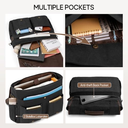 RAINSMORE Laptop Messenger Bag Multiple Pockets 17 Inch Satchel Briefcase — view 5