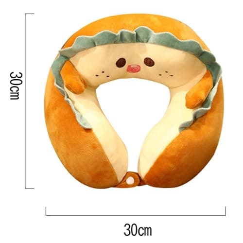 HUANYO Cute Toast-Shaped Memory Foam U-Shaped Neck Pillow – Ergonomic Support for Head, Neck & Chin – Soft Travel Pillow for Airplane, Car, and Office – Adorable Bread Design — view 2