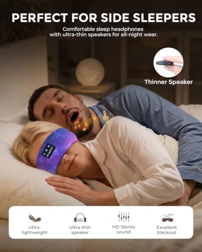 Cooling Sleep Headphones, Sleep Headband Headphones for Side Sleepers — view 2
