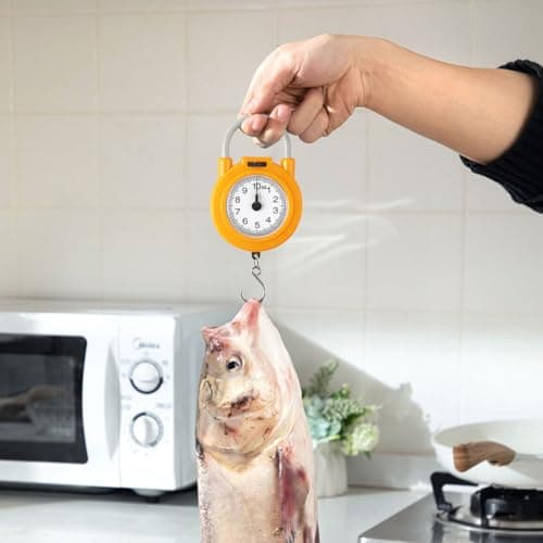 AVZYARDY 0.1KG Fishing Scale Portable Travel Luggage Weighing Scale with Hook Kitchen Tool 10KG Digital Electronic Hanging Hook Scale (Yellow) — view 4